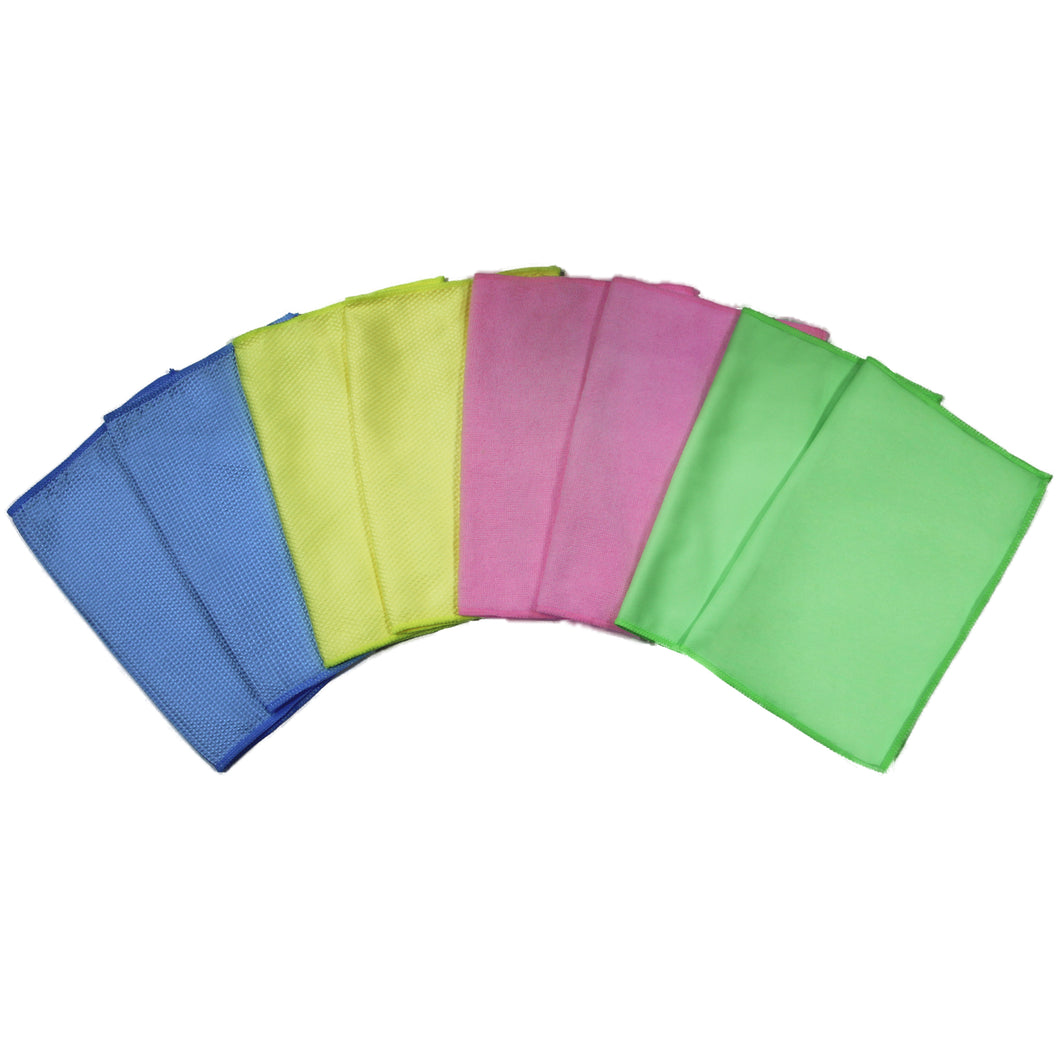 8 Pack Microfiber Cloths 12 in. x 16 in. Combo