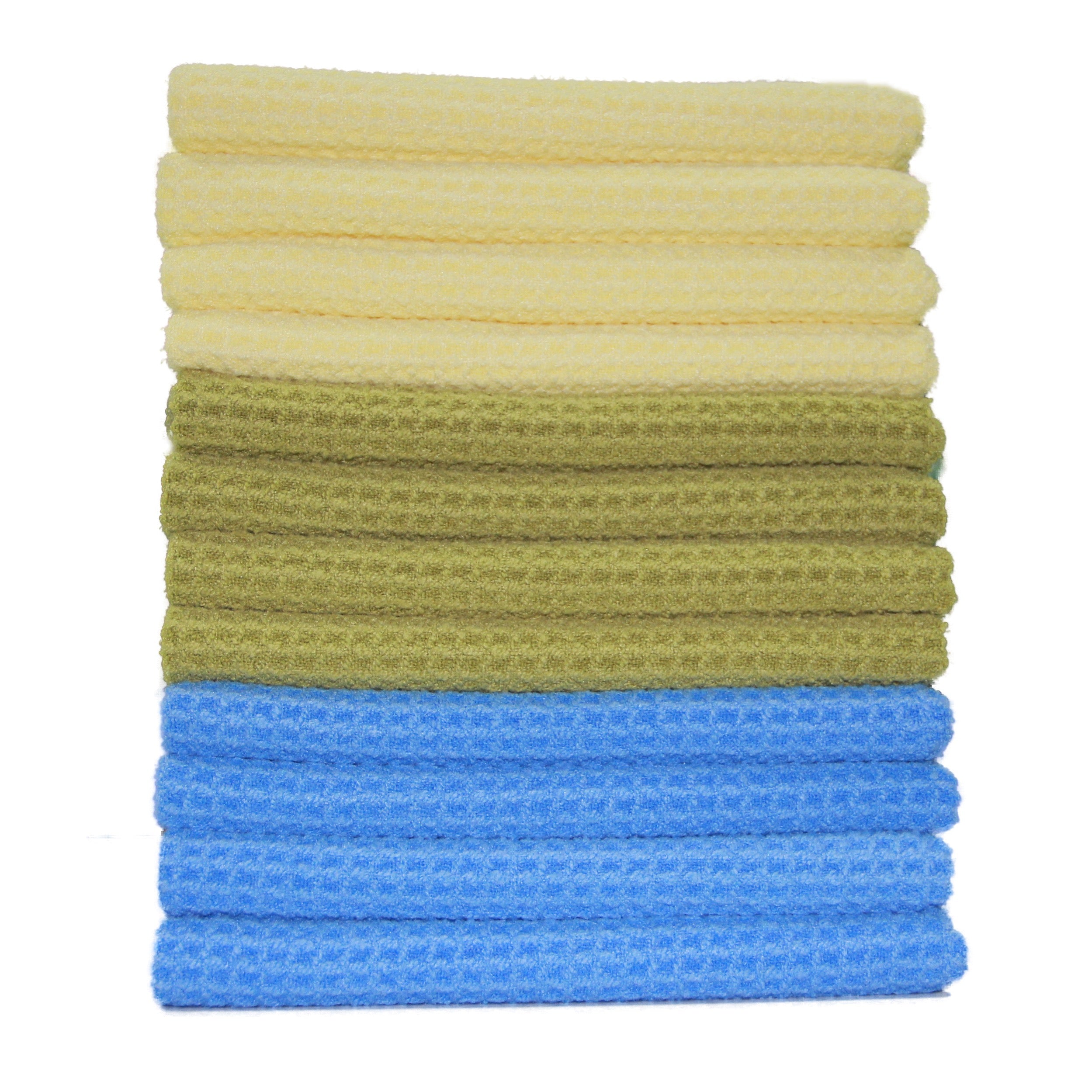 POLYTE Microfiber Cleaning Towel (16x24 in, 18 Pack, Blue,Green,Yellow)